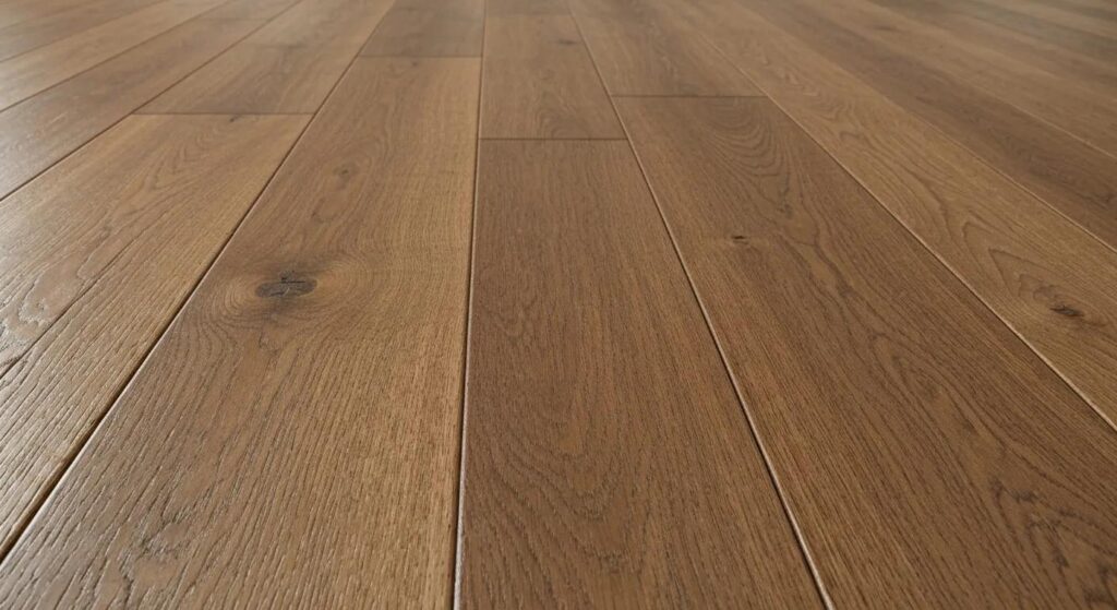 Close-up of hickory hardwood floor showcasing its dense grain and texture