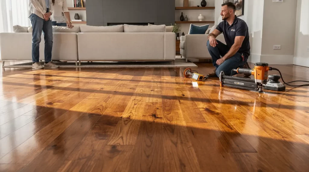 Solid hardwood flooring is milled from a single continuous piece of timber, typically 5/8