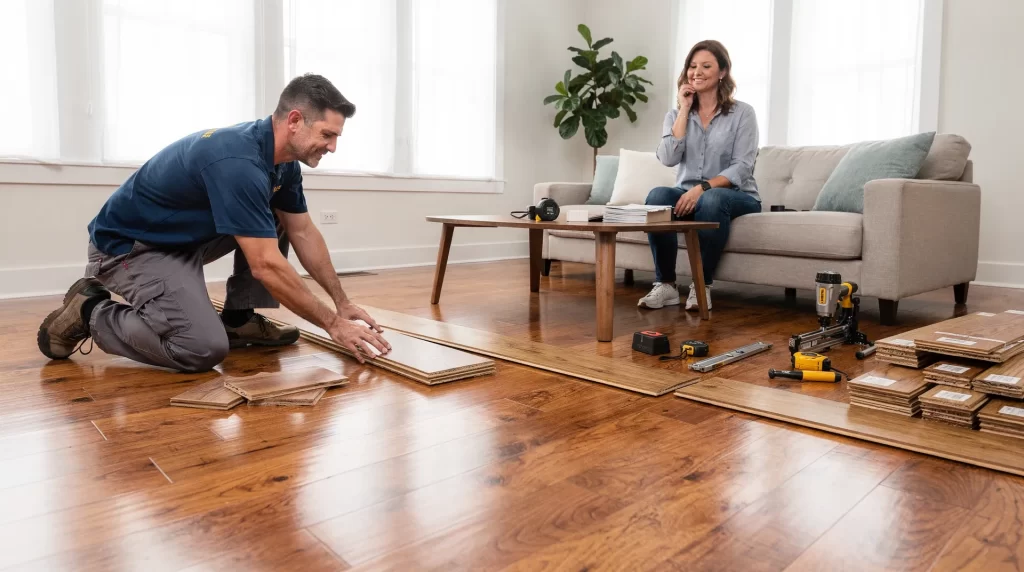 Engineered hardwood is a slightly more affordable alternative to solid hardwood and is worth considering